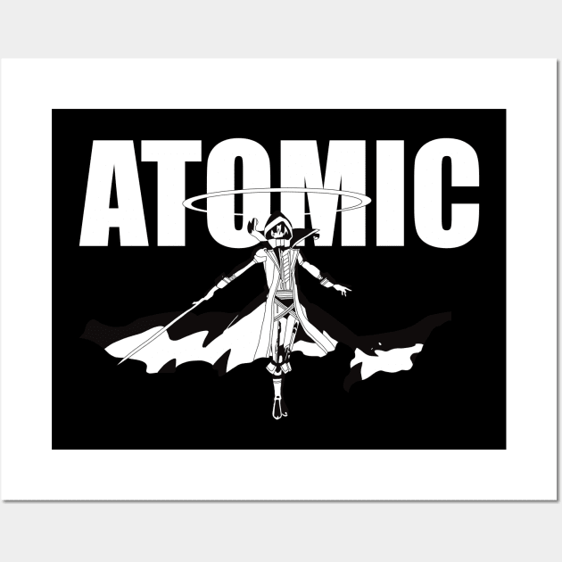 Most iconic moment from the Eminence in Shadow anime show in episode 5 - Cid Kagenou said I am ATOMIC in a cool black and white silhouette Wall Art by Animangapoi